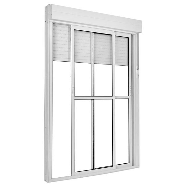Porta 2 folhas de correr com persiana integrada - Branco